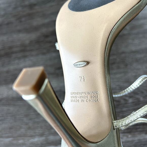 NWT Tony Bianco Gold Nappa Metallic Strappy Heels Size 7.5 Stiletto Sandals NWOB - Picture 9 of 16